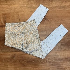 ZYIA Stay Gold Leggings Gold Splatter High Rise Workout Yoga Leggings Size 6-8